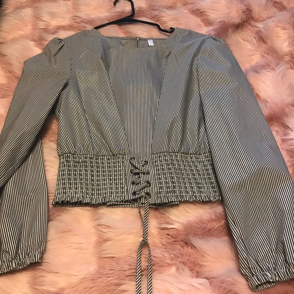 Long sleeve navy blue striped top - Picture 1 of 2